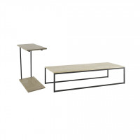 Manhattan Comfort 2-255351255452 2-Piece Celine 53.14 Coffee and Tuck-in End Table with Steel Legs in Nude Mosaic Wood